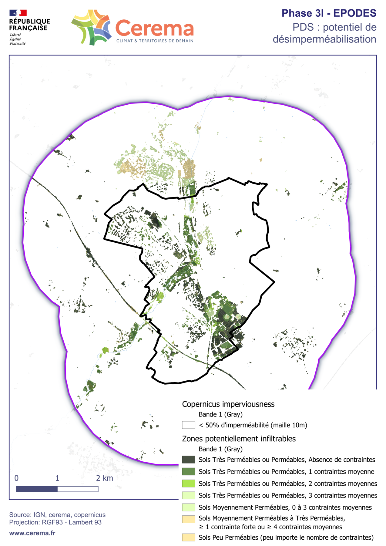 Carte des zones potentiellement infiltrables